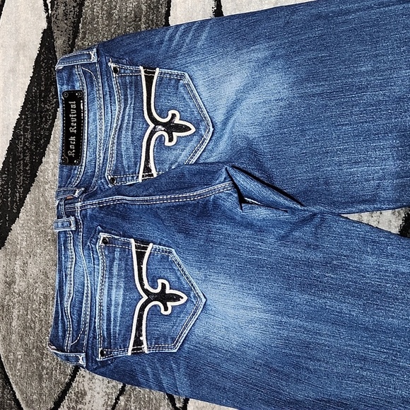 ROCK REVIVAL CHARLOTTE BLACK SEQUINS RHINESTONES EASY-FIT BOOT LEG DENIM JEAN - Picture 12 of 16